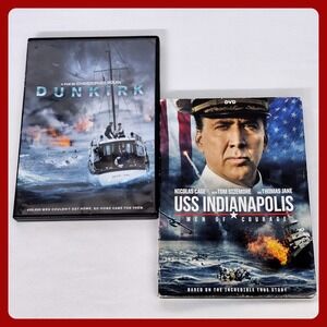 Dunkirk & USS Indianapolis DVD Bundle War Action Movies Nicolas Cage Nolan Set‎